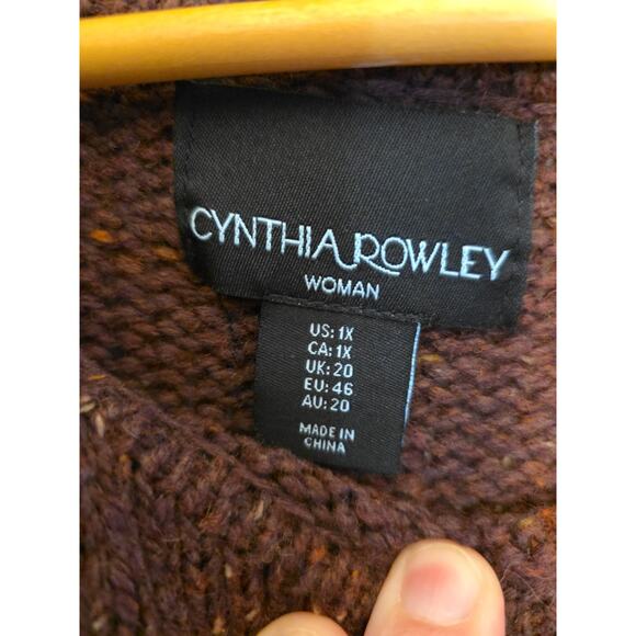 Cynthia Rowley Sweater Women's 1X Wrap Cardigan Wool/Acrylic Blend Toggle Maroo - Picture 8 of 12